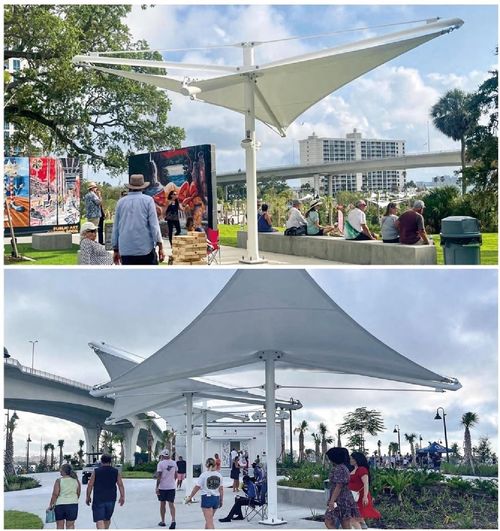 최신 회사 사례 Premium-quality Strong architectural-grade shade structure tensioned membrane of carpark를 사용하여, 우리는 약 15,000 평방 미터의 그늘을 설치했습니다.Premium Carpark와 Undercover long term carpark에서 850개의 주차 공간을 덮을 수 있을 만큼.