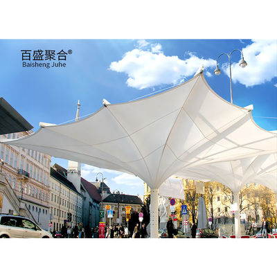0.065mm 직물 텐트 그림자 구조 자외선 PVDF PTFE 주차장 긴장막 구조