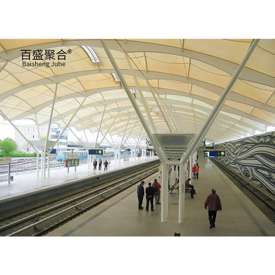 0.065mm 직물 텐트 그림자 구조 자외선 PVDF PTFE 주차장 긴장막 구조